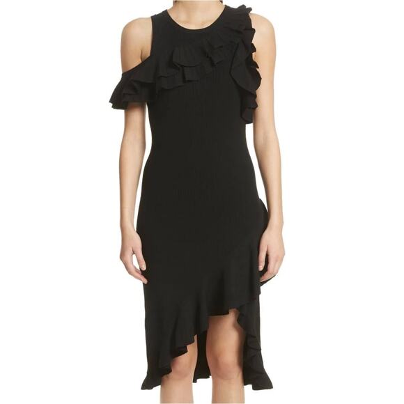 A.L.C Kellam‎ Crewneck Sleeveless Dress with Ruffled Trim Black Size Small - Picture 4 of 8